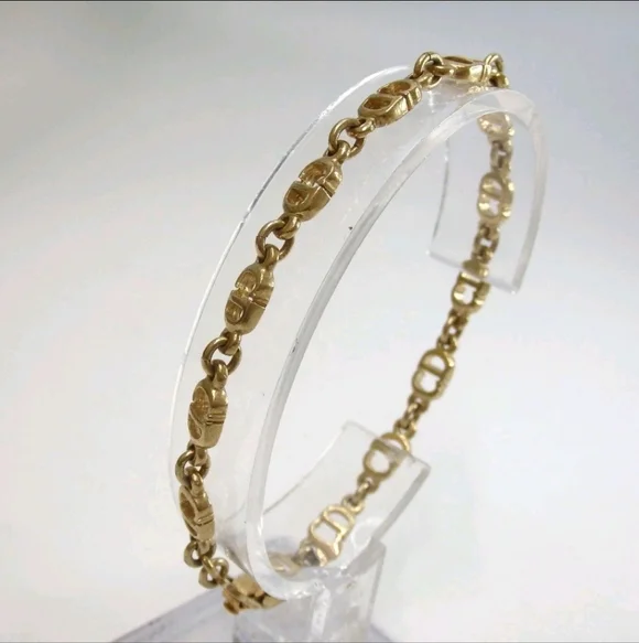 Authentic Vintage Christian Dior Gold Plated CD Logo Bracelet-Original